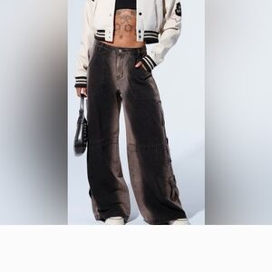 AKIRA Charcoal Wide-Leg Jeans